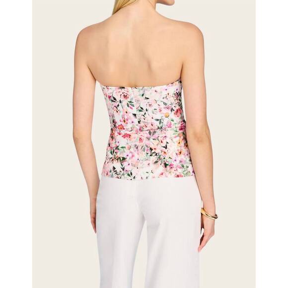 NEW GENERATION LOVE quinn floral linen vestier top in zesty floral white pink - Picture 4 of 7